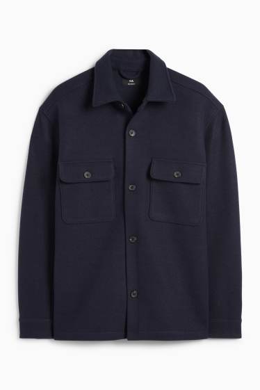 Men - Shirt jacket - relaxed fit - kent collar - dark blue