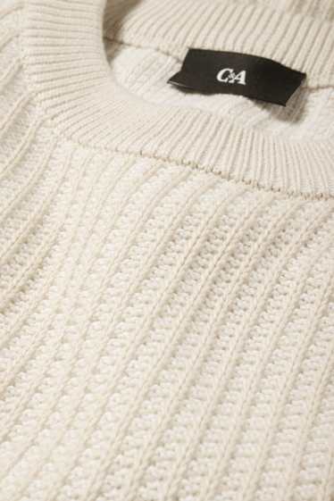 Men - Jumper - ribbed - cremewhite