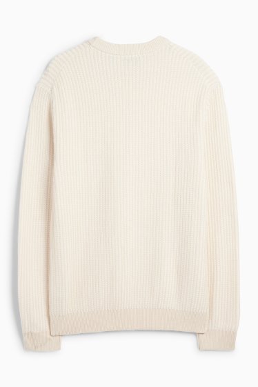 Men - Jumper - ribbed - cremewhite