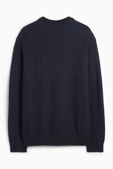 Herren - Pullover - gerippt - dunkelblau