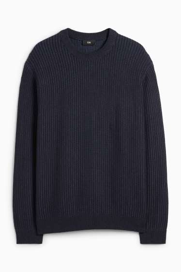 Herren - Pullover - gerippt - dunkelblau