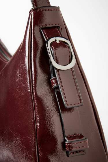 Donna - Borsa da portare a spalla - similpelle - marrone scuro