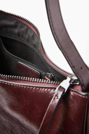 Donna - Borsa da portare a spalla - similpelle - marrone scuro
