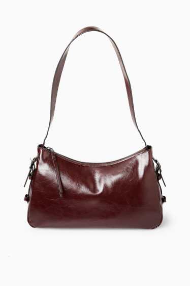 Donna - Borsa da portare a spalla - similpelle - marrone scuro