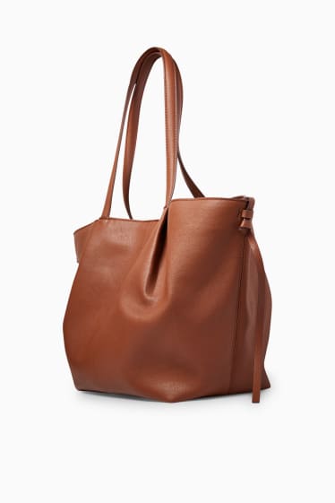Dames - Grote shopper - imitatieleer - bruin