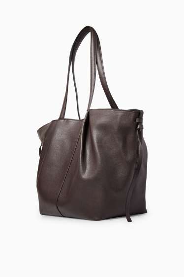 Dames - Grote shopper - imitatieleer - donkerbruin
