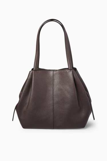 Dames - Grote shopper - imitatieleer - donkerbruin