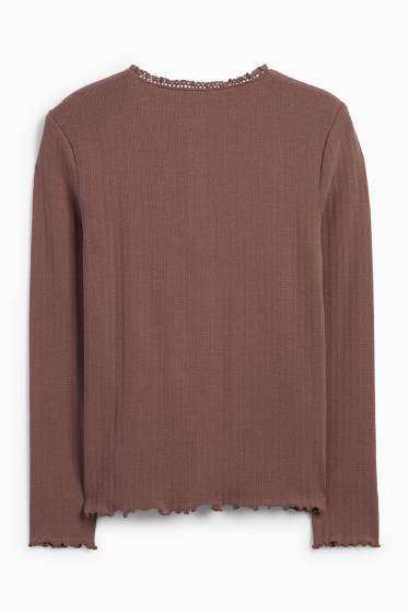 Copii - Fete - Tricou cu mânecă lungă - structurat - maro închis