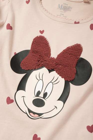 Enfants filles - Minnie Mouse - haut à manches longues - à motif - finition brillante - rose