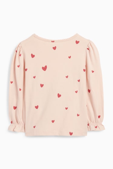 Enfants filles - Minnie Mouse - haut à manches longues - à motif - finition brillante - rose