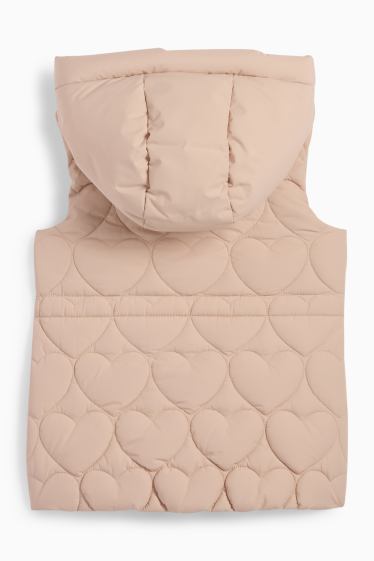 Kinder Mädchen - Steppweste mit Kapuze - wasserabweisend - gemustert - beige