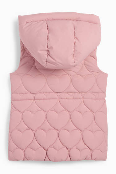 Kinder Mädchen - Steppweste mit Kapuze - wasserabweisend - gemustert - rosa