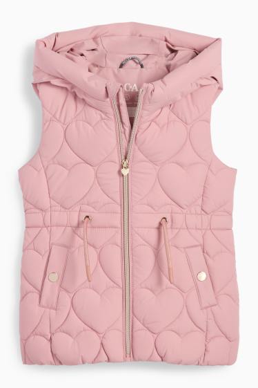 Kinder Mädchen - Steppweste mit Kapuze - wasserabweisend - gemustert - rosa