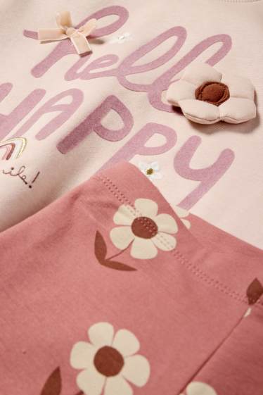 Children Girls - Floral - set - sweatshirt and leggings - 2 piece - rose