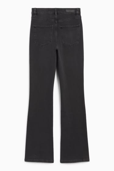 Women - Bootcut jeans - high waist - denim-dark gray