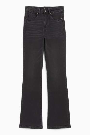 Women - Bootcut jeans - high waist - denim-dark gray