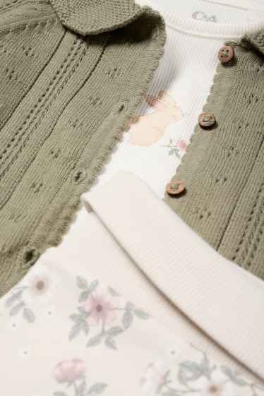 Bébés filles - Petits lapins - tenue bébé - 3 pièces - vert
