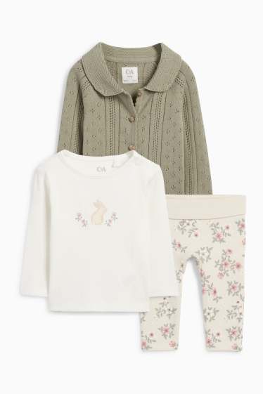 Bébés filles - Petits lapins - tenue bébé - 3 pièces - vert