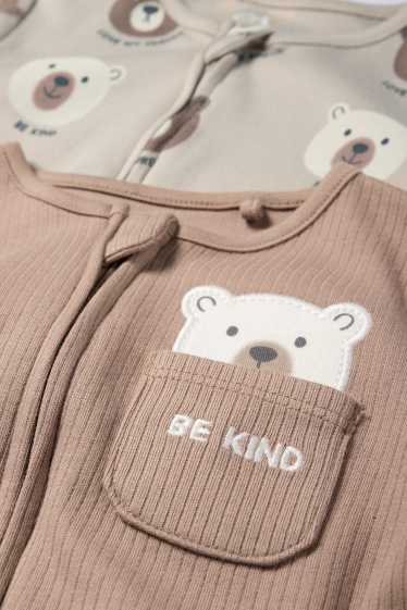 Baby: jongens - Set van 2 - beertje - babypyjama - taupe