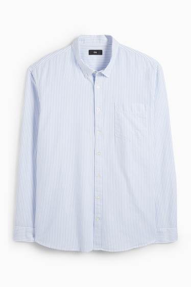 Hommes - Chemise - regular fit - col button-down - à rayures - blanc / bleu clair