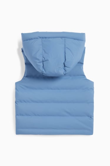 Kinderen: jongens - Bodywarmer met capuchon - waterafstotend - lichtblauw