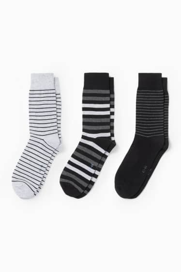 Men - Multipack of 3 - socks - striped - black