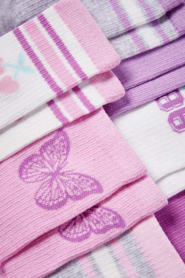 Kinder Mädchen - Multipack 7er - Schmetterling und Kirsche - Socken mit Motiv - grau