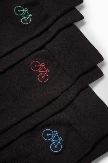 Herren - Multipack 3er - Socken mit Motiv - Fahrrad - schwarz