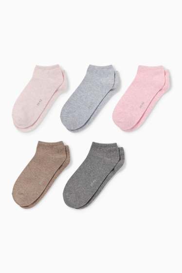 Dames - Set van 5 paar - sneakersokken - roze