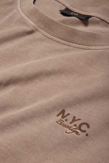 Heren - T-shirt - relaxed fit - lichtbruin