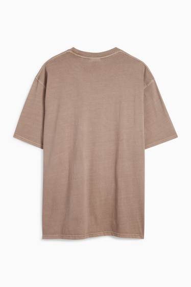 Heren - T-shirt - relaxed fit - lichtbruin