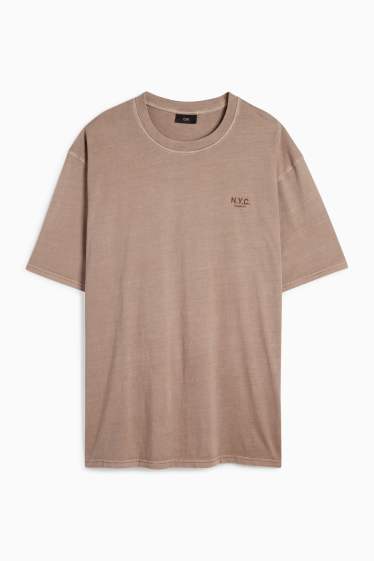 Heren - T-shirt - relaxed fit - lichtbruin