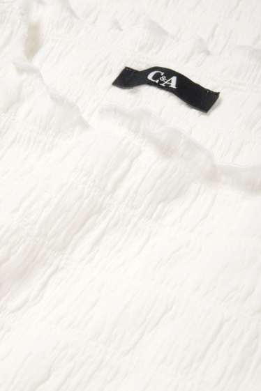 Femei - Tricou cu mânecă lungă - cu fronseuri - alb