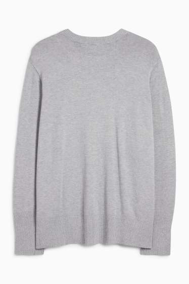Damen - Feinstrick-Pullover - grau