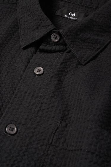 Home - Camisa - relaxed fit - Kent - texturada - negre