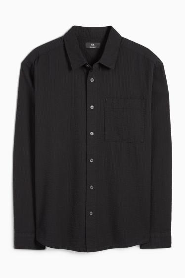 Home - Camisa - relaxed fit - Kent - texturada - negre