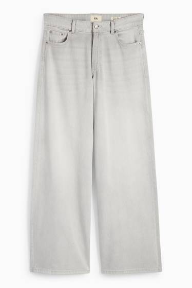 Damen - Wide Leg Jeans - Low Waist - helljeansgrau