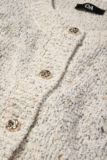 Femei - Cardigan tricotat din bouclé - alb / negru