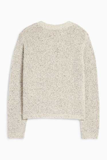 Femei - Cardigan tricotat din bouclé - alb / negru