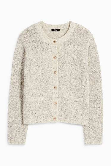 Femei - Cardigan tricotat din bouclé - alb / negru