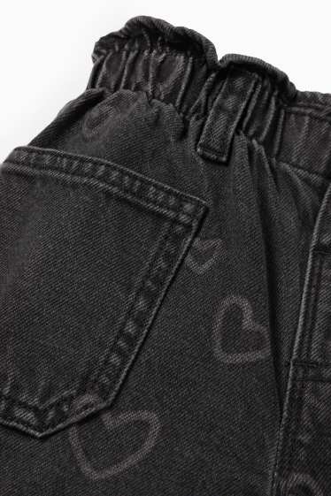 Kinderen: meisjes - Hartje - relaxed jeans - jeansdonkergrijs
