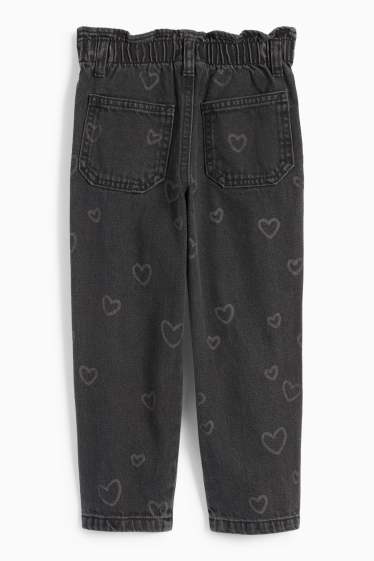 Kinderen: meisjes - Hartje - relaxed jeans - jeansdonkergrijs