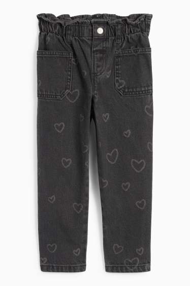 Kinderen: meisjes - Hartje - relaxed jeans - jeansdonkergrijs