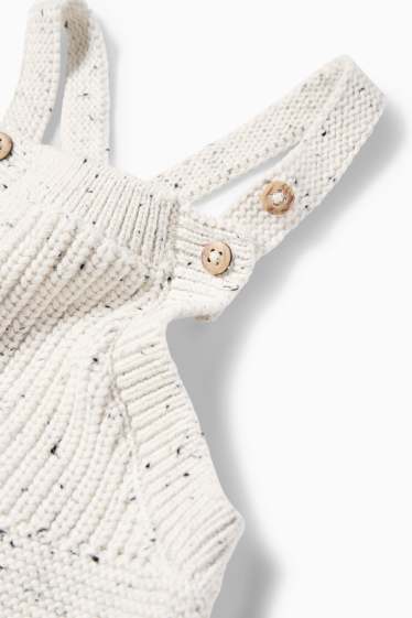 Unisexe - Salopette en maille pour bébé - côtelée - blanc crème