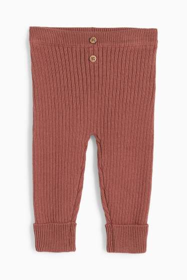 Unisex - Gebreide babylegging - geribd - bruin