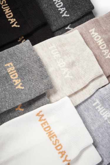 Damen - Multipack 7er - Socken mit Motiv - Wochentage - beige