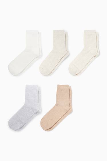 Damen - Multipack 5er - Socken - gerippt - hellbeige