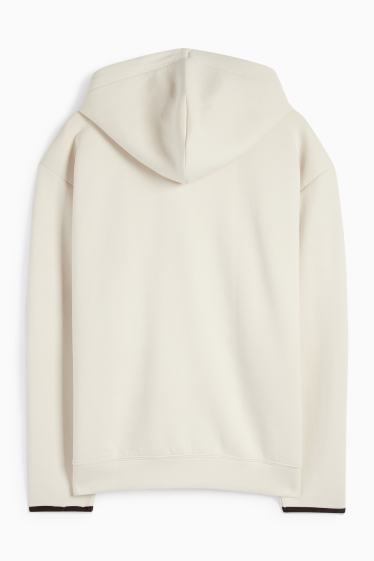 Heren - Sportvest van sweatstof met capuchon - crème wit