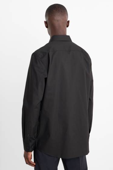 Hommes - Chemise de bureau - regular fit - col kent - noir