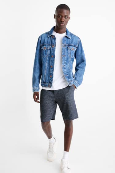 Hommes - Short - finition texturée - bleu foncé
